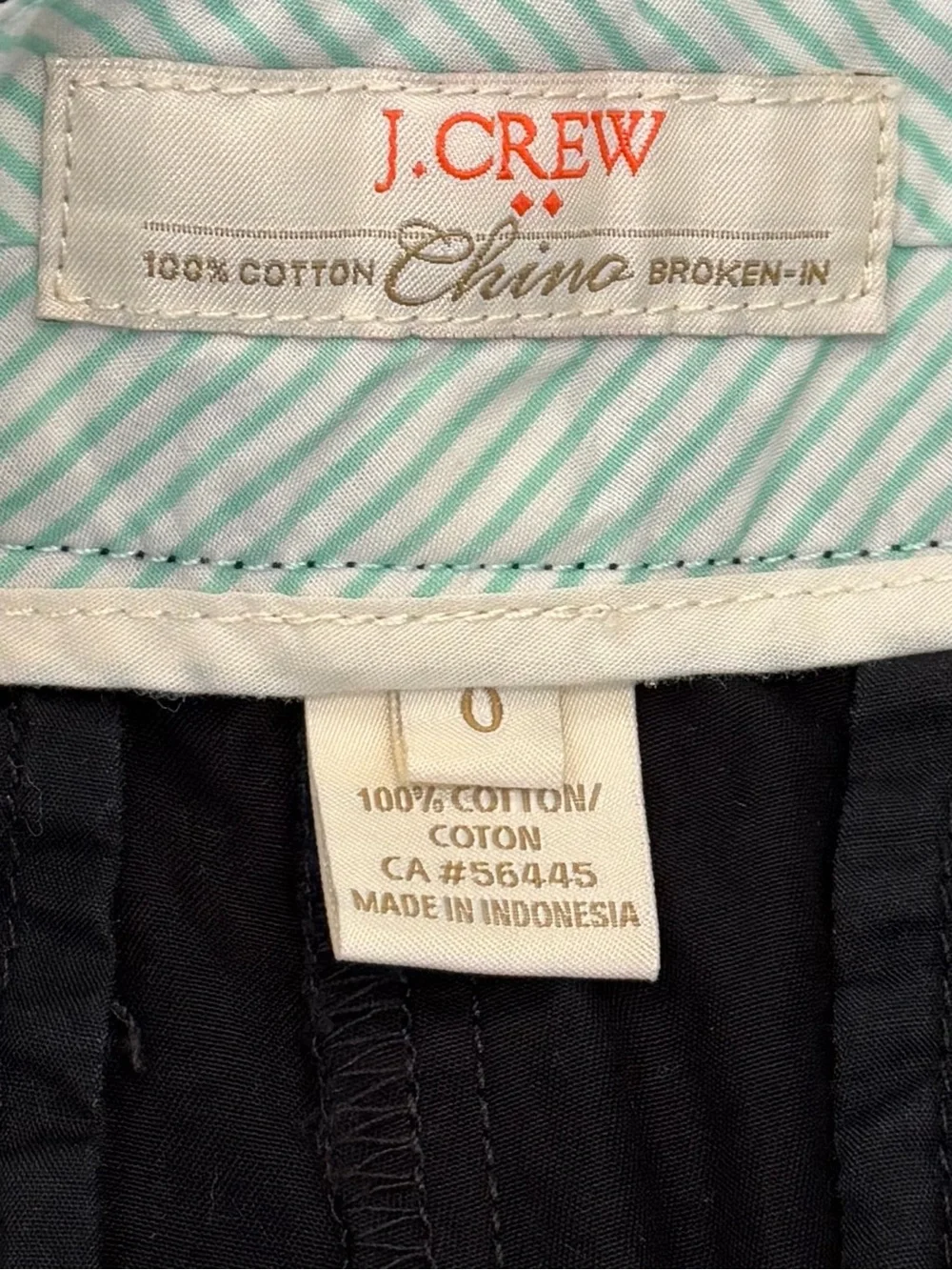 J. Crew Womens 0 Chino Shorts Black Cotton Broken In